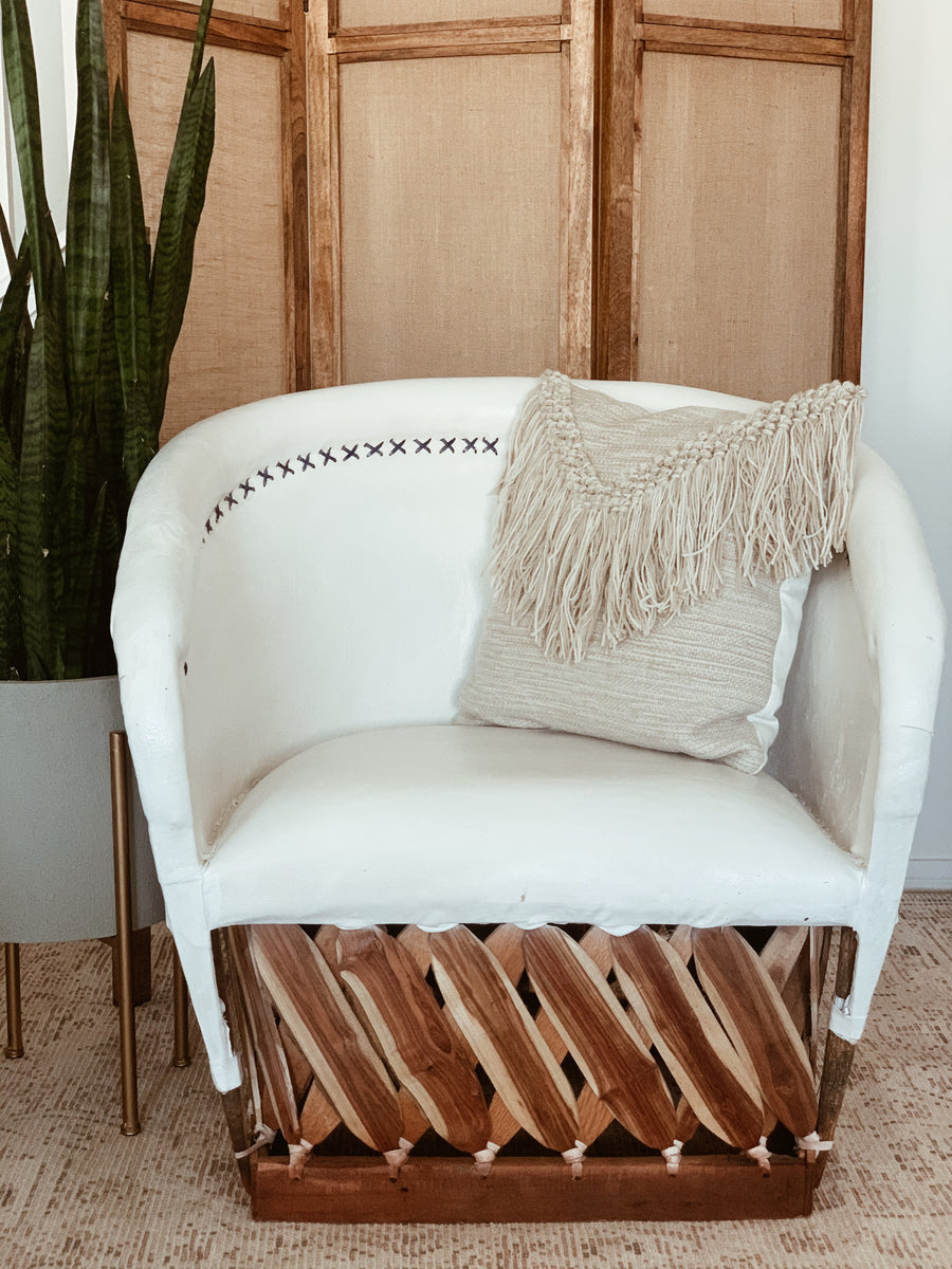 Valentina Equipale Chair Event Rentals – Oak Poppy