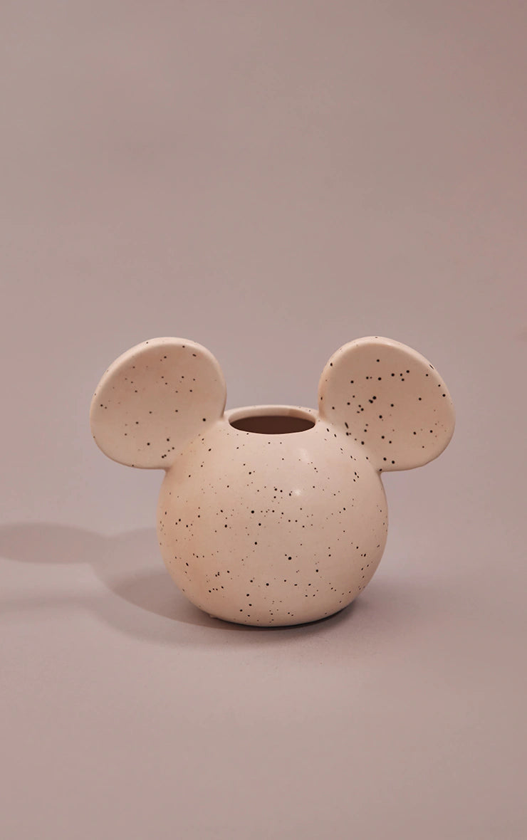 Mickey Mouse Head Vase - Beige