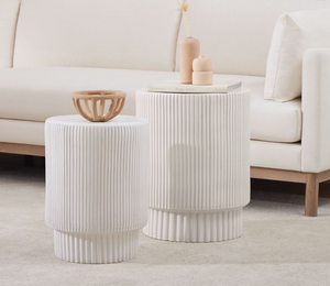 Fluted White Side Table